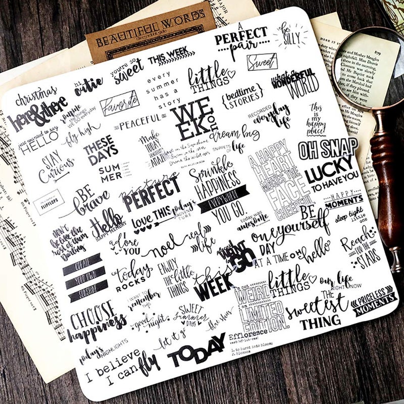 Doraking 90PCS Vintage Nice Words Sentences Sweet Happiness Stickers for Decoration Laptop Scrapbook Windows - Doraking No-Repeat Vintage Words Stickers - Image 3